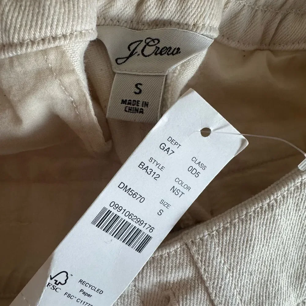 NWT J. CREW Tie Waist Camp Pant in Denim Stripe Size S